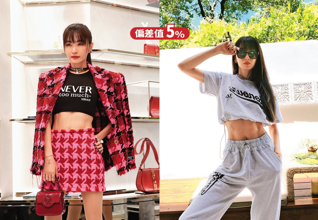 47歲的謝金燕大秀冰塊腹肌，這是要逼死多少人？（京劇激動式甩髮辮）（左圖本刊照片、右圖翻攝自謝金燕IG）