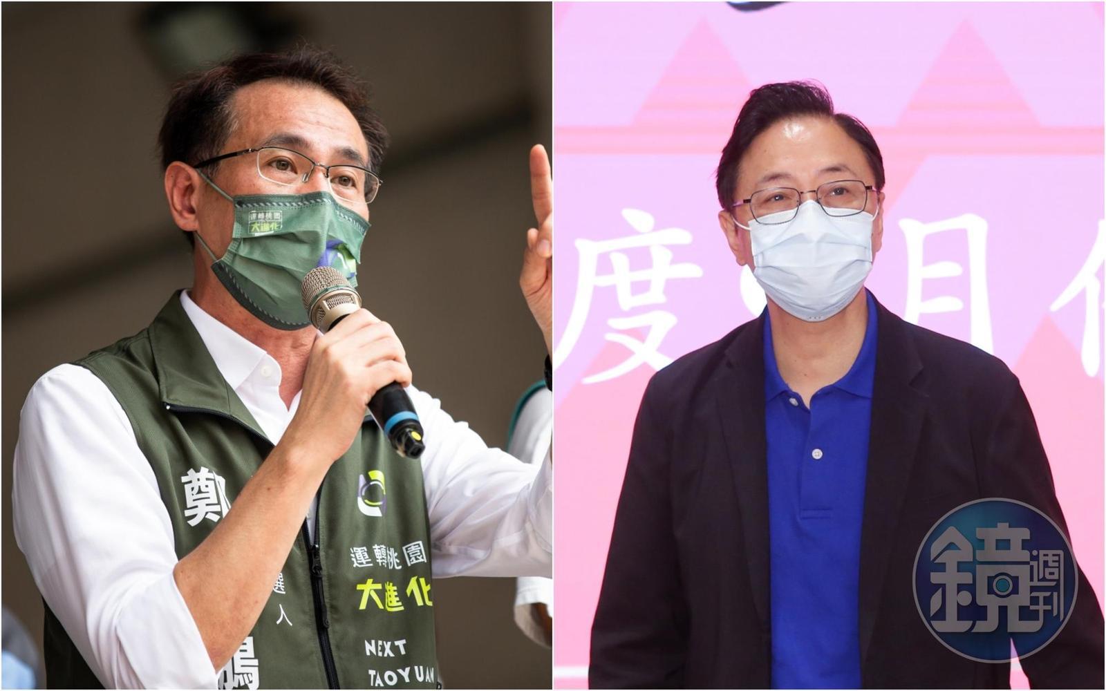 傳出台積電1奈米廠將落腳桃園龍潭,鄭運鵬(左)證實過去1年多來積極促成,張善政(右)則反譏消息曝光別有用心。(本刊資料照)