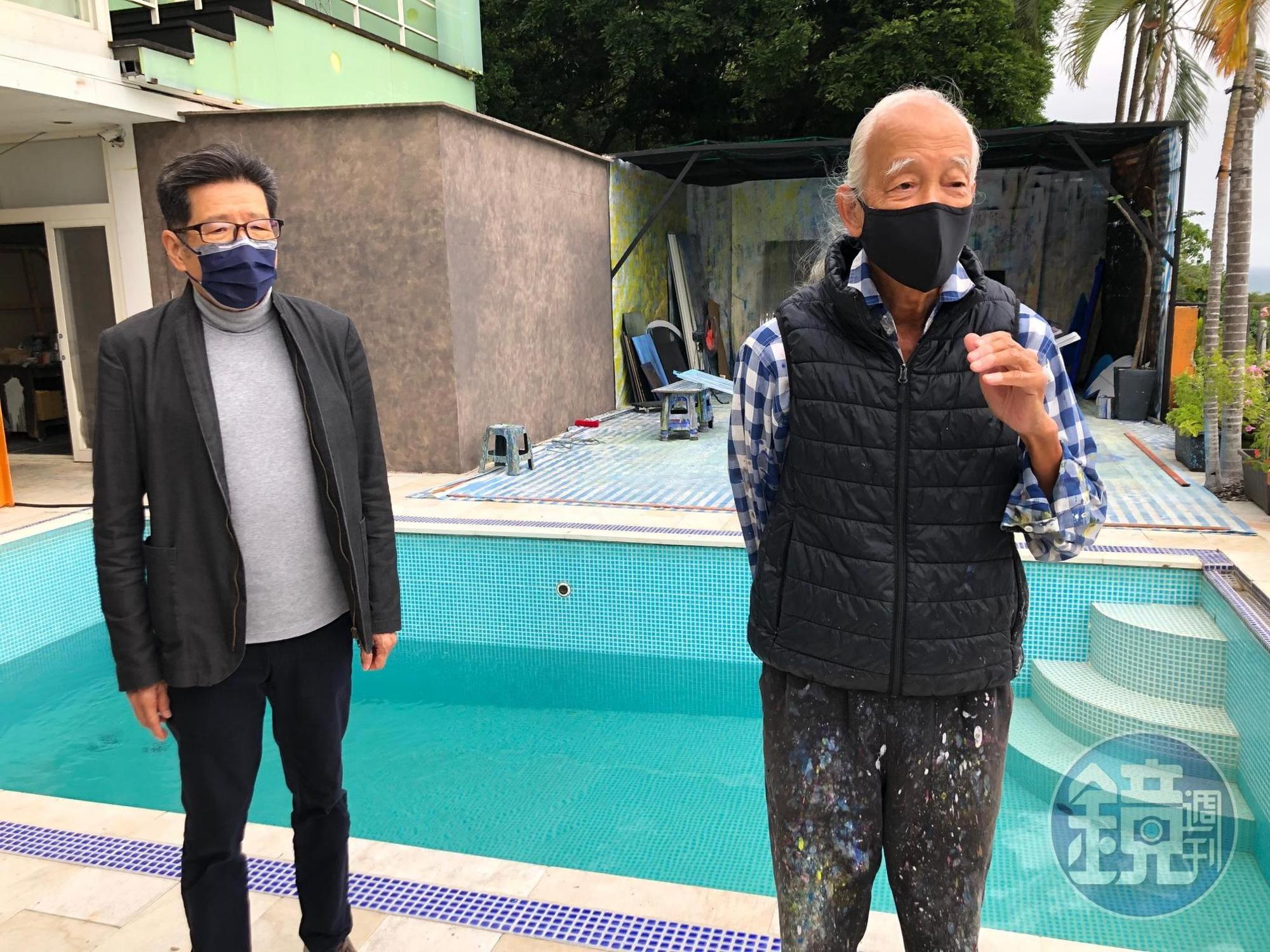 公益平台文化基金會董事長嚴長壽(左)為支持江賢二(右)理想,邀請企業家們攜手合作,打造園區。