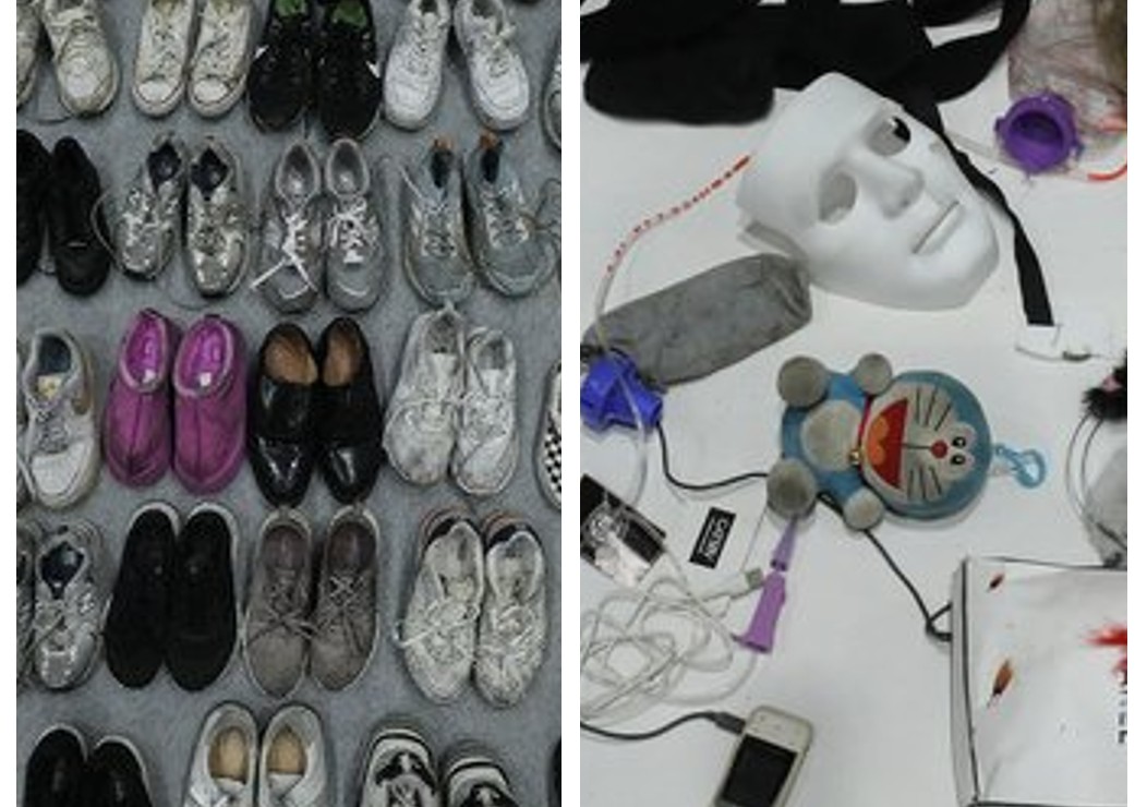 1.5噸遺失物排滿體育館，哆啦A夢、上百件鞋衣包包等不到主人。（翻自《NEWS 1》）