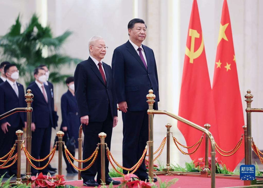 中共總書記習近平與越共總書記阮富仲在北京舉行會談。(翻攝自新華社官網)