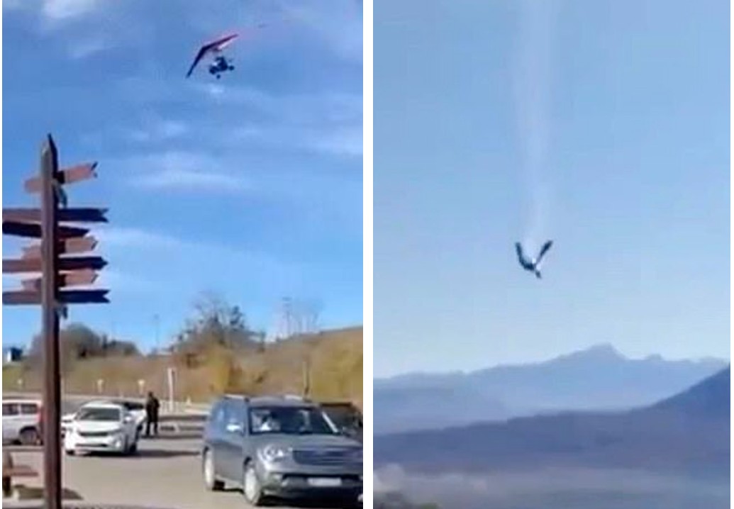 驚悚死亡影片！女與教練玩滑翔機失事，空中盤旋重墜摔地慘死。（翻自《每日郵報》）