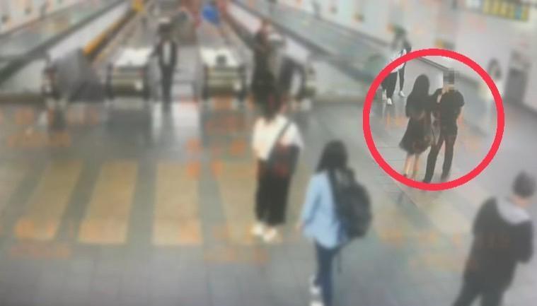 被偷拍的女子將色狼扭送法辦。(翻攝畫面)
