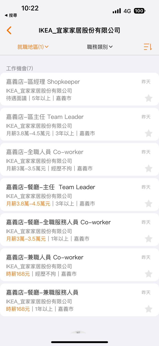 IKEA已在求職網站上開出職缺,間接證實要在嘉義拓點。(翻攝自綠豆嘉義人臉書)