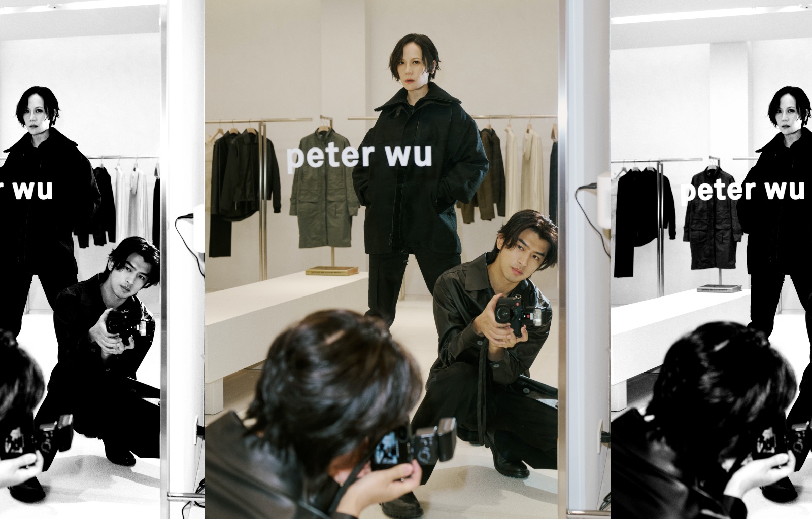 楊乃文與陳柏霖穿著極簡風格的服裝出席peter wu全球首間旗艦店開幕活動。（peter wu提供）