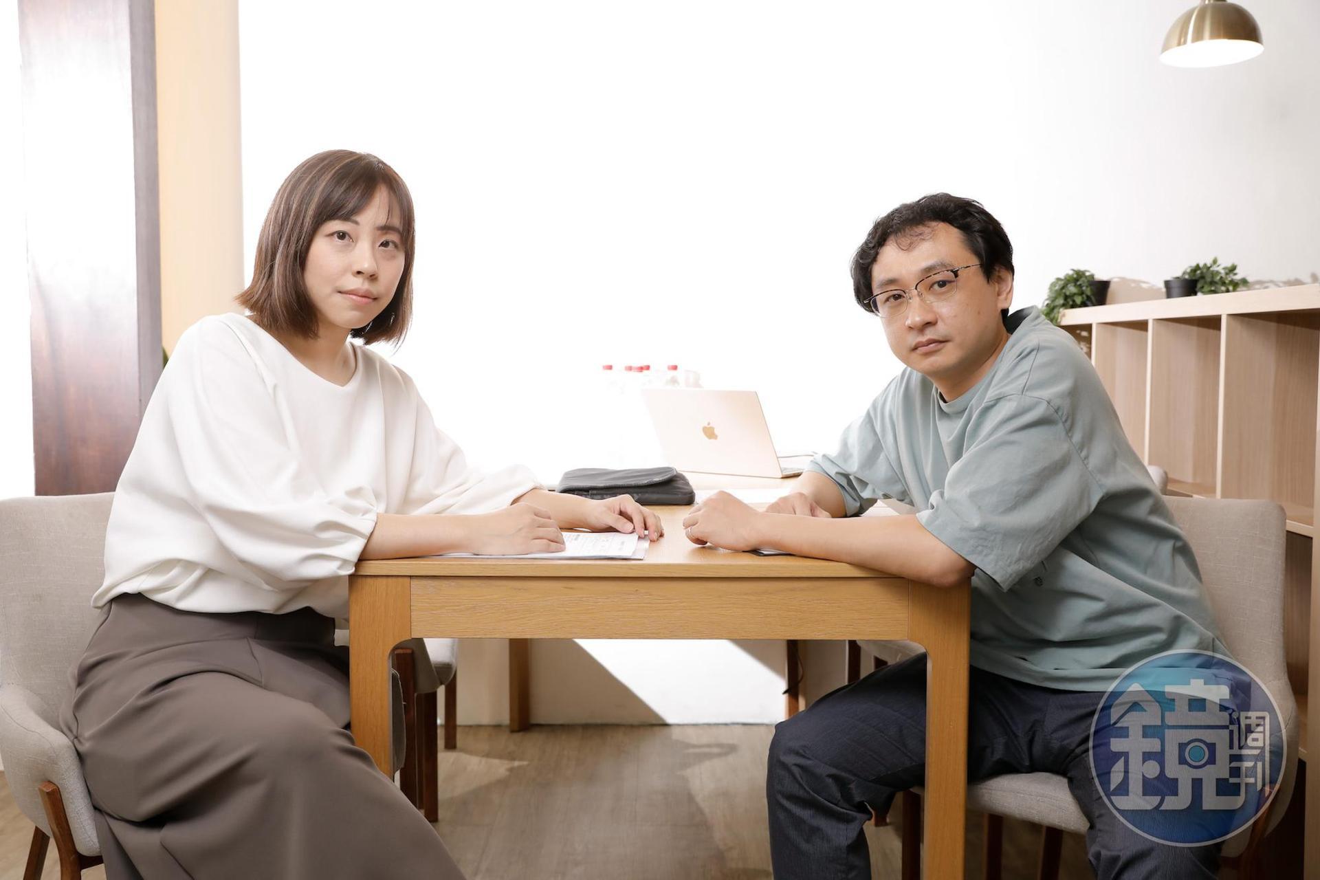 製片黃棋帝（右）與編劇葉乃菁（左）是夫妻檔，於2016年成立打字人創意公司，盼以此打造編劇生態鏈。