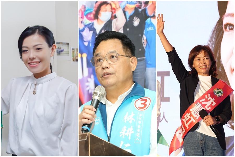 九合一新竹市長選情膠著，圖為候選人高虹安（左起）、林耕仁、沈慧虹。（翻攝高虹安、林耕仁、沈慧虹臉書）