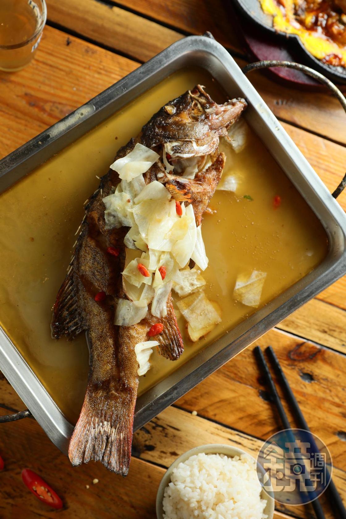 「麻油魚」今天吃到的是石斑，明天可不一定。（180元／份）