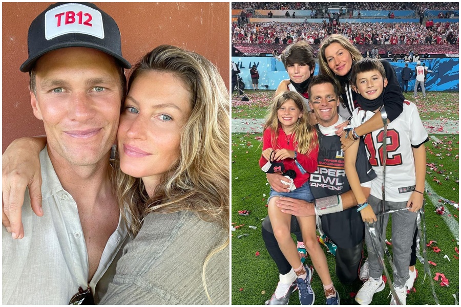 超模吉賽兒(左圖右)與湯姆(左圖左)離婚後遭到酸民嗆「要錢」。(翻攝自IG@gisele)