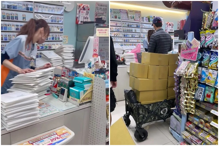 女網友分享超商店員點收寄件的IG動態，讓身為同行的她十分心疼。（翻攝自Dcard）