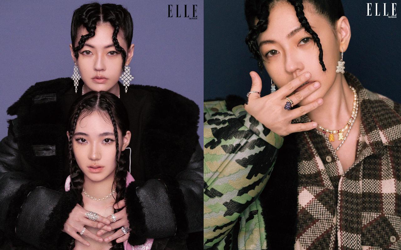 小S(右圖、左圖上)與二女兒Lily(左圖下)一起登時尚雜誌封面。(《ELLE》國際中文版雜誌提供)