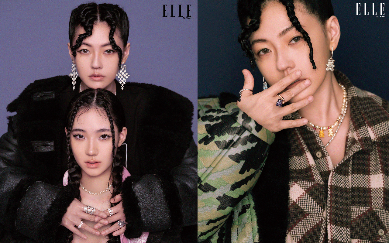 小S（右圖、左圖上）與二女兒Lily（左圖下）一起登時尚雜誌封面。（《ELLE》國際中文版雜誌提供）