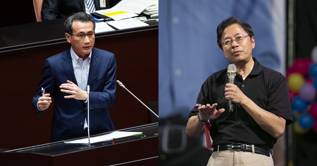 桃園市選情膠著，張善政（右）從開盤讓鄭運鵬（左）8萬票，一路被追趕至只讓1.5萬票，幾乎五五波的差距。（本刊資料照）