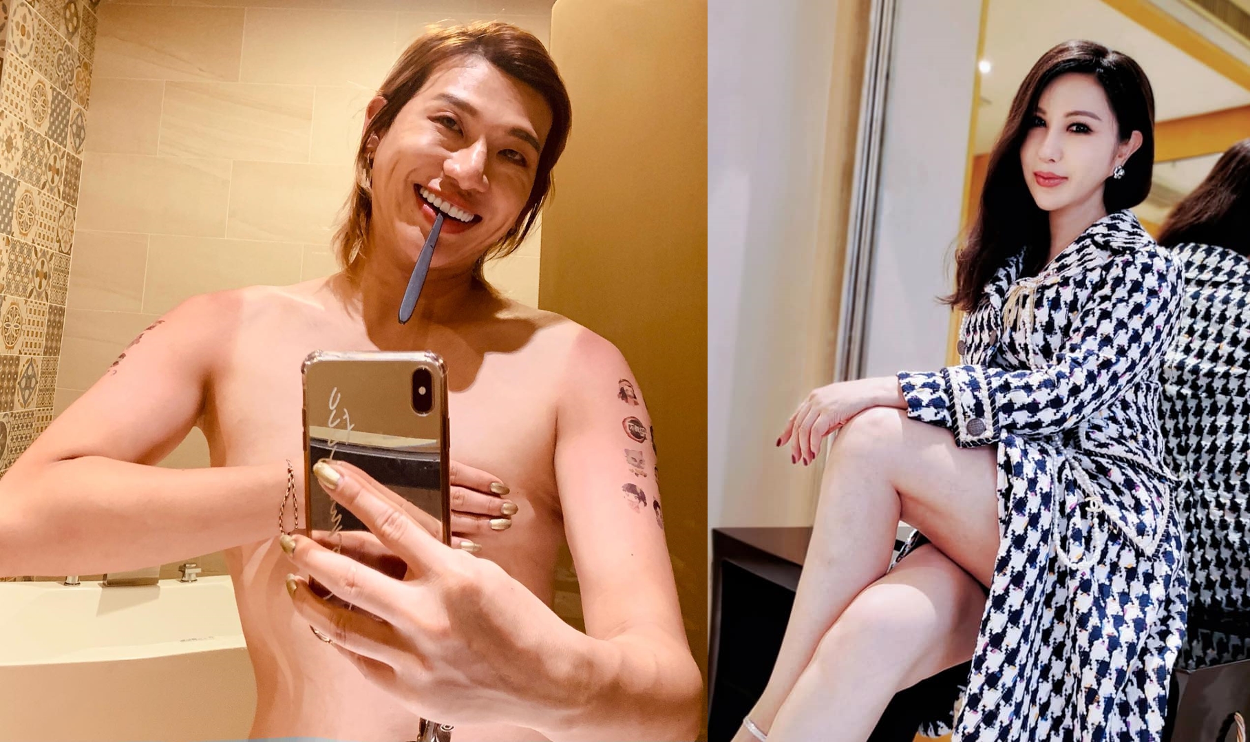 利菁（右）反擊嘻小瓜（左）在節目上亂爆料，並且提出證據稱他說謊。（翻攝利菁、嘻小瓜臉書）