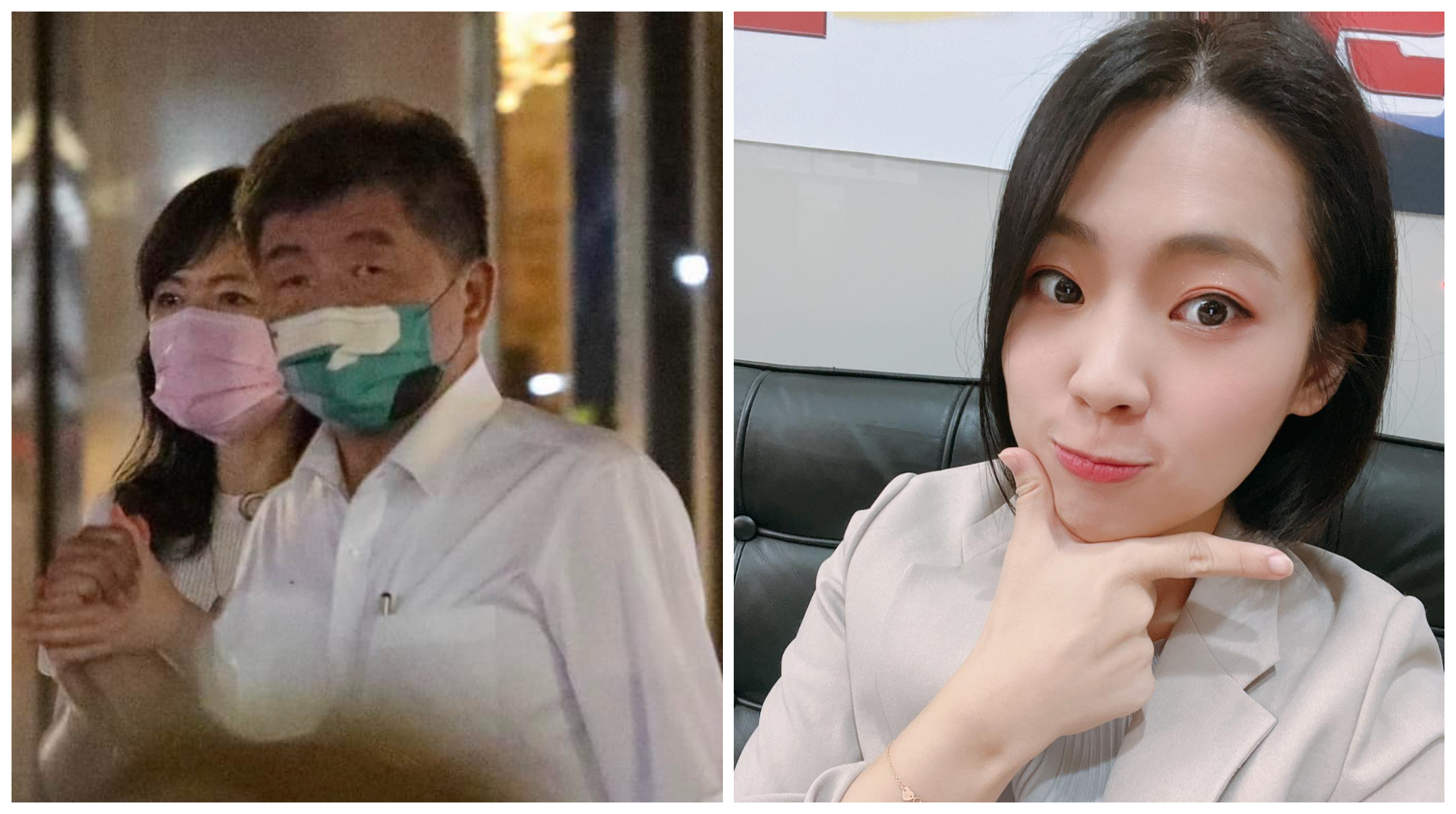 徐巧芯（右圖）貼出陳時中與人妻「十指緊扣」照（左圖），引發議論。（翻攝徐巧芯臉書）