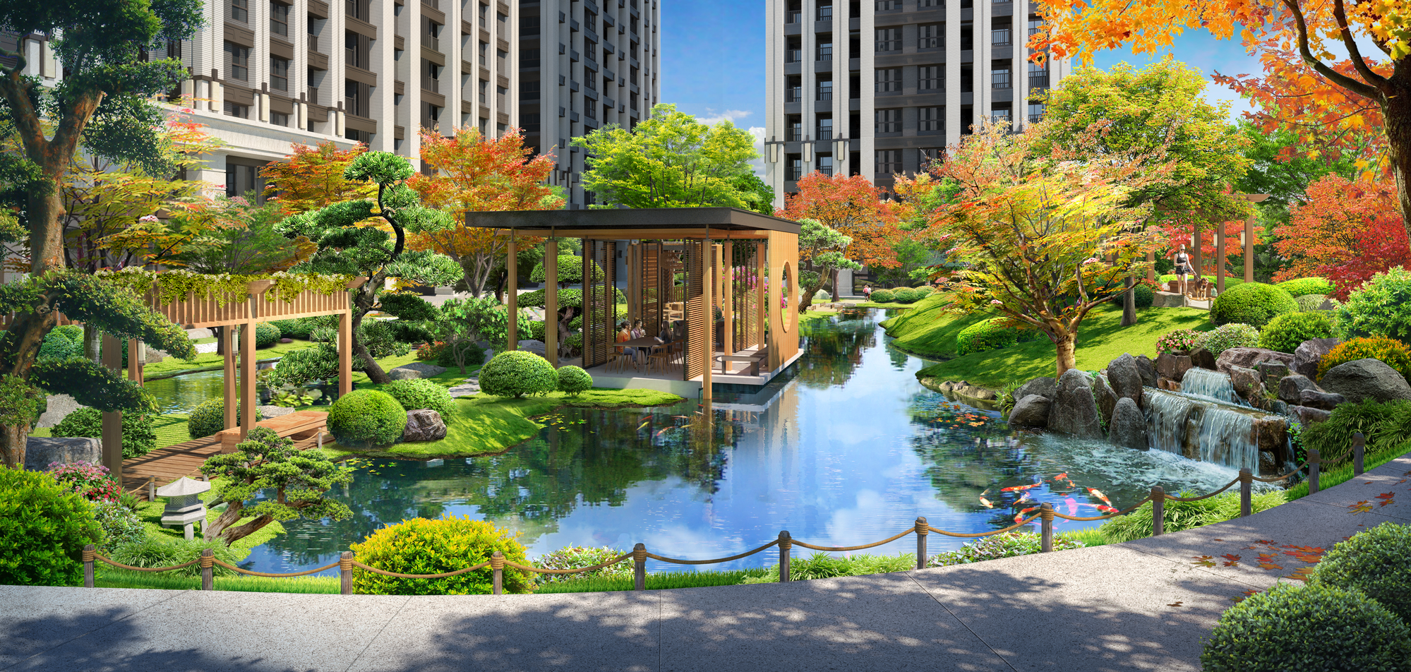 「世界花園」規劃3,000坪大公園，以旅行世界為主題，打造充滿異國風情的綠意好景。(圖為3D示意圖)