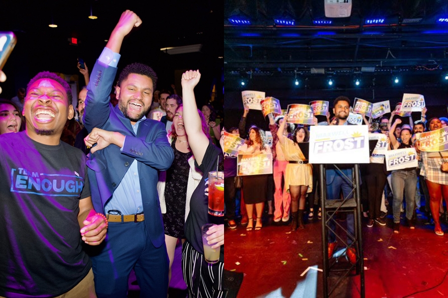 25歲的民主黨候選人佛斯特於佛羅里達州勝選，成為美國最年輕國會議員。（翻攝自@MaxwellFrostFL twitter）