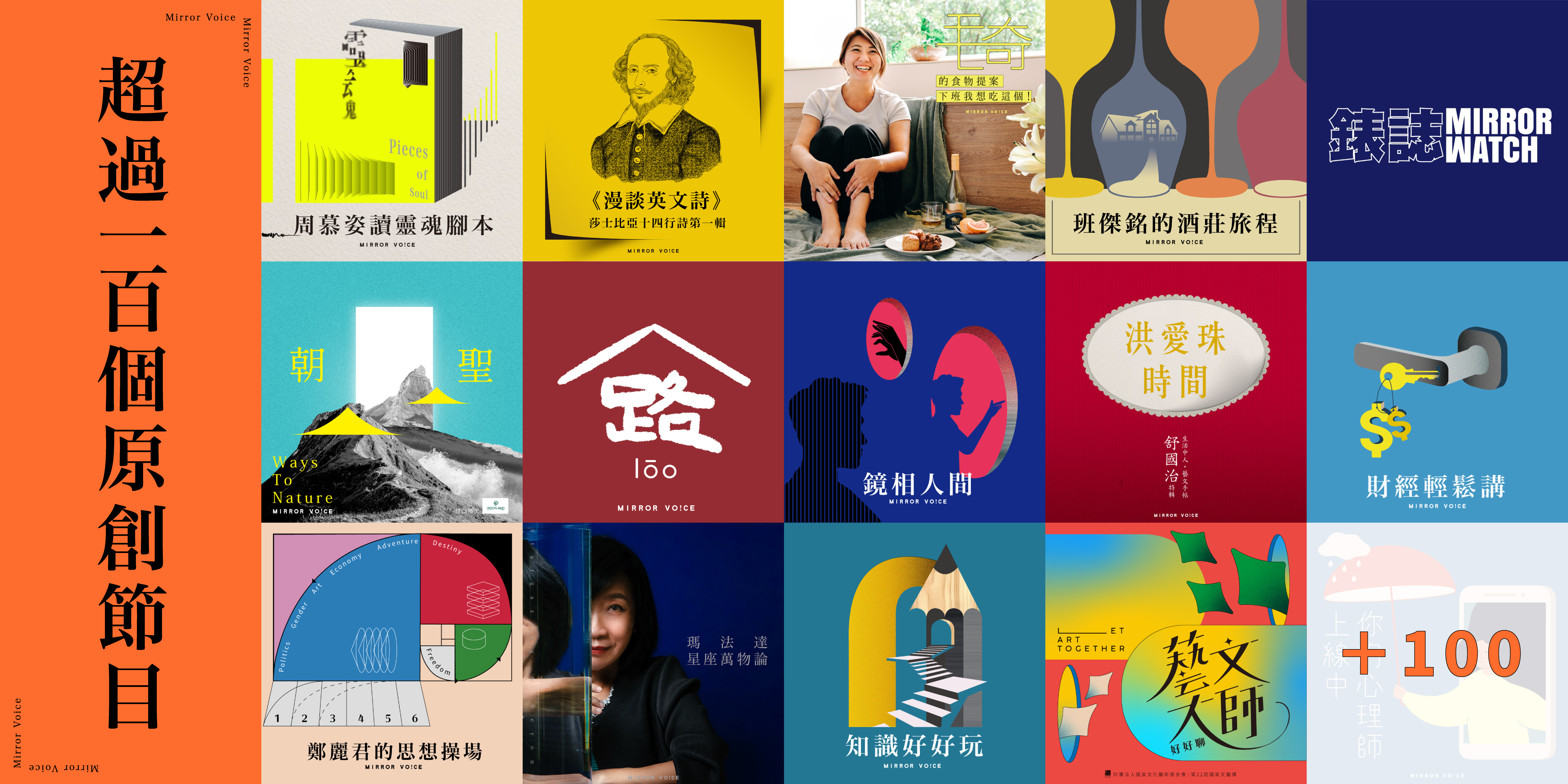 鏡好聽自2019年開台以來，站上已累積超過100檔原創Podcast節目，其中有不少節目是Apple Podcast前百大熱門收聽。（鏡好聽提供）