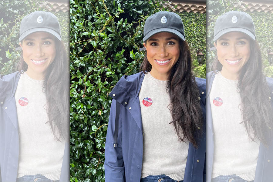 梅根貼上「已投票」貼紙，喊話選民趕快去投票。（翻攝Archewell網站）