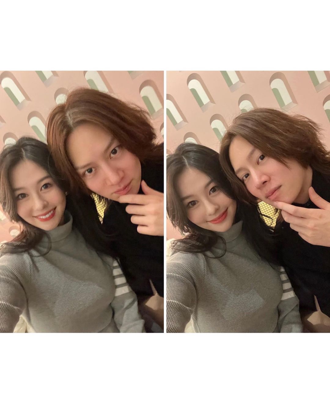 能與金希澈(右)貼頭合影,光這點沈月(左)就大勝許多韓國本地女星。(翻攝自沈月IG)
