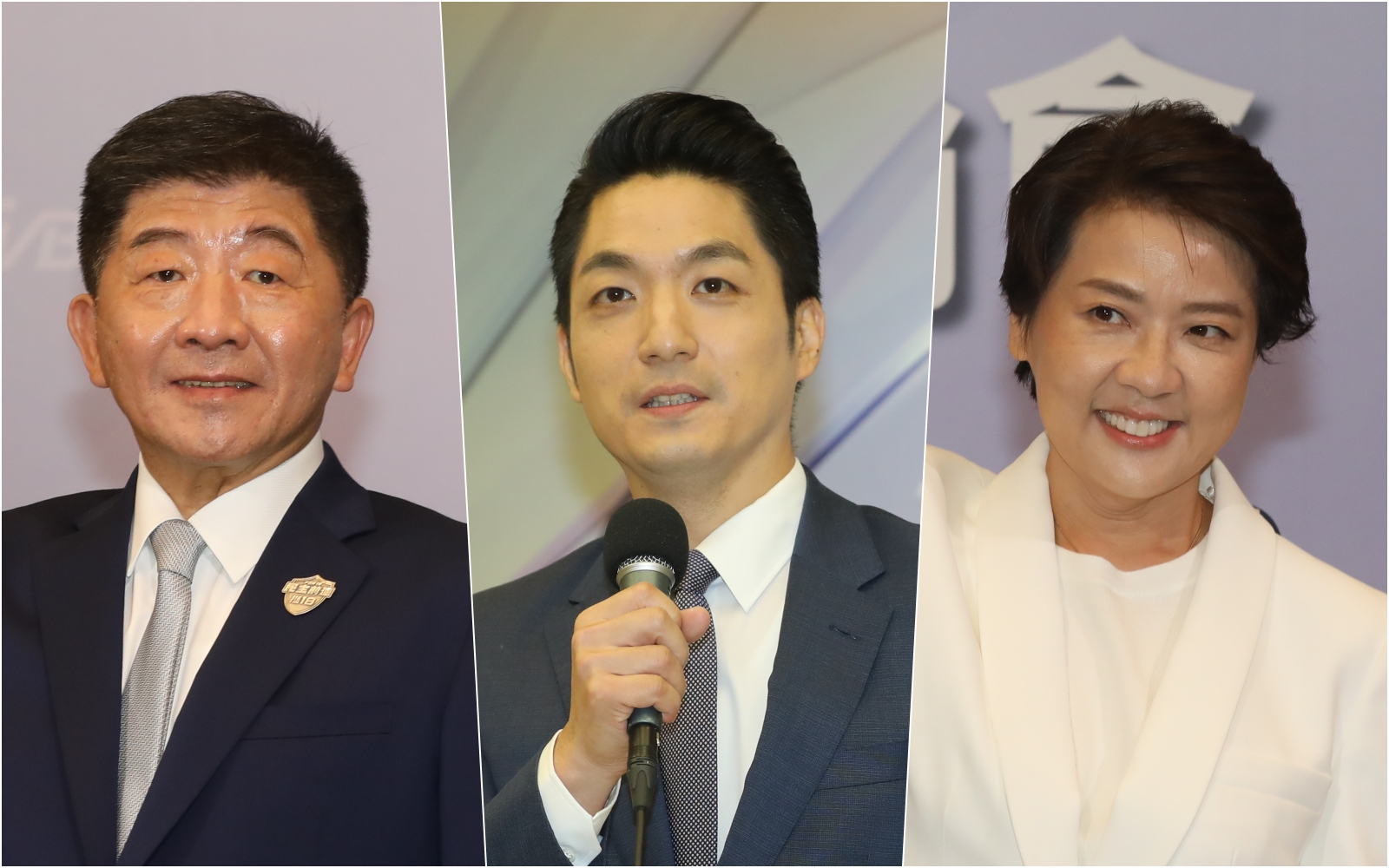 陳時中（左起）、蔣萬安在2份最新民調中分別居於領先，黃珊珊則都拿下第二。（本刊資料照）