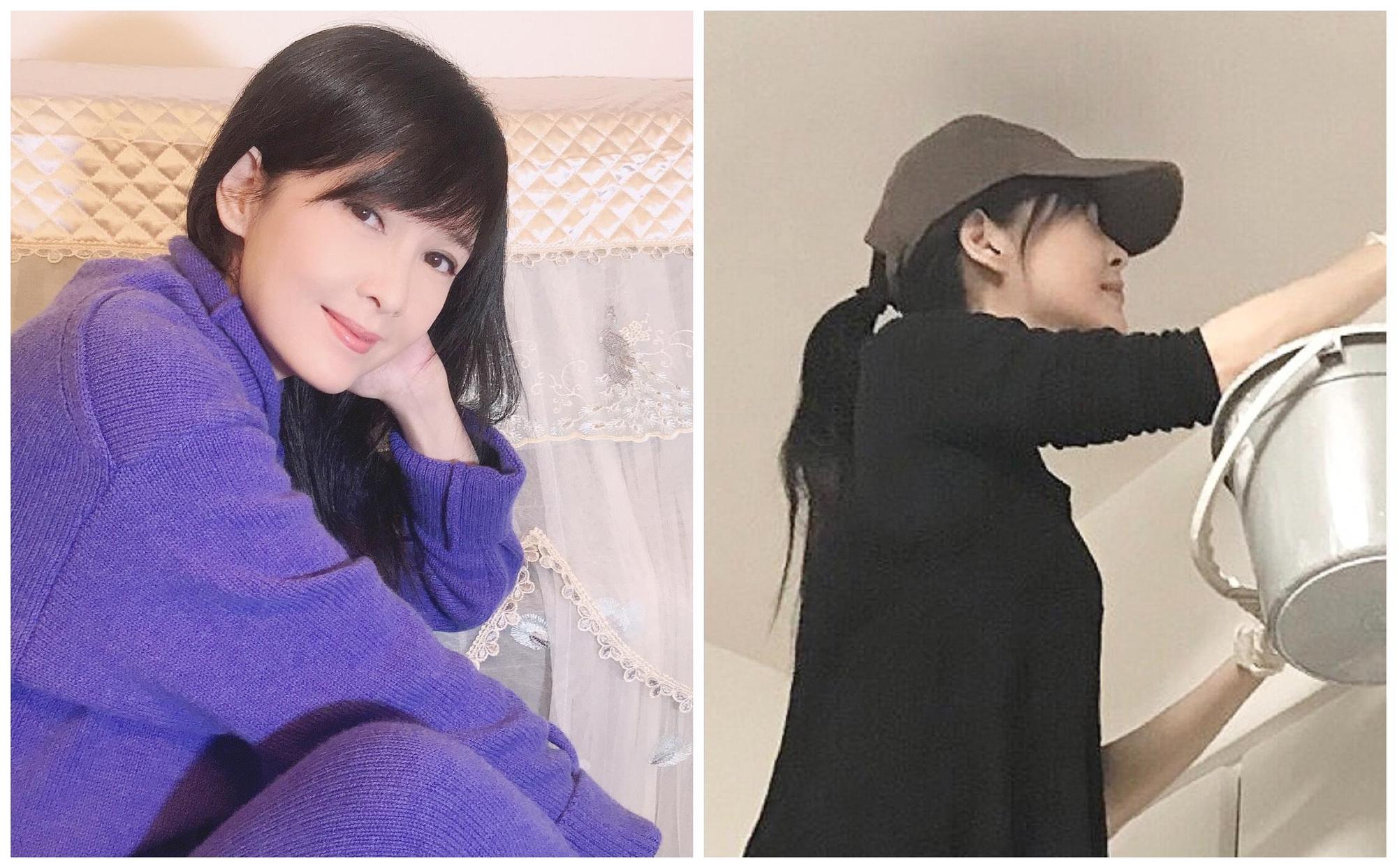 周慧敏貼出55歲生日的照片(左圖),透露近期幫母親的家翻新,親自完成漆油漆大工程(右圖)。(翻攝周慧敏臉書)