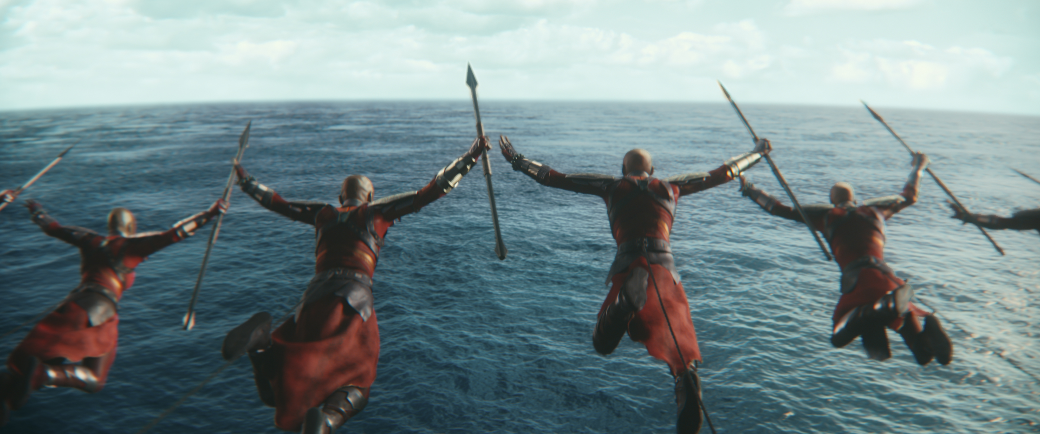 電影的高潮大戰,發生在大西洋海面與水下,因此參與演員都要學會游泳。(漫威提供)