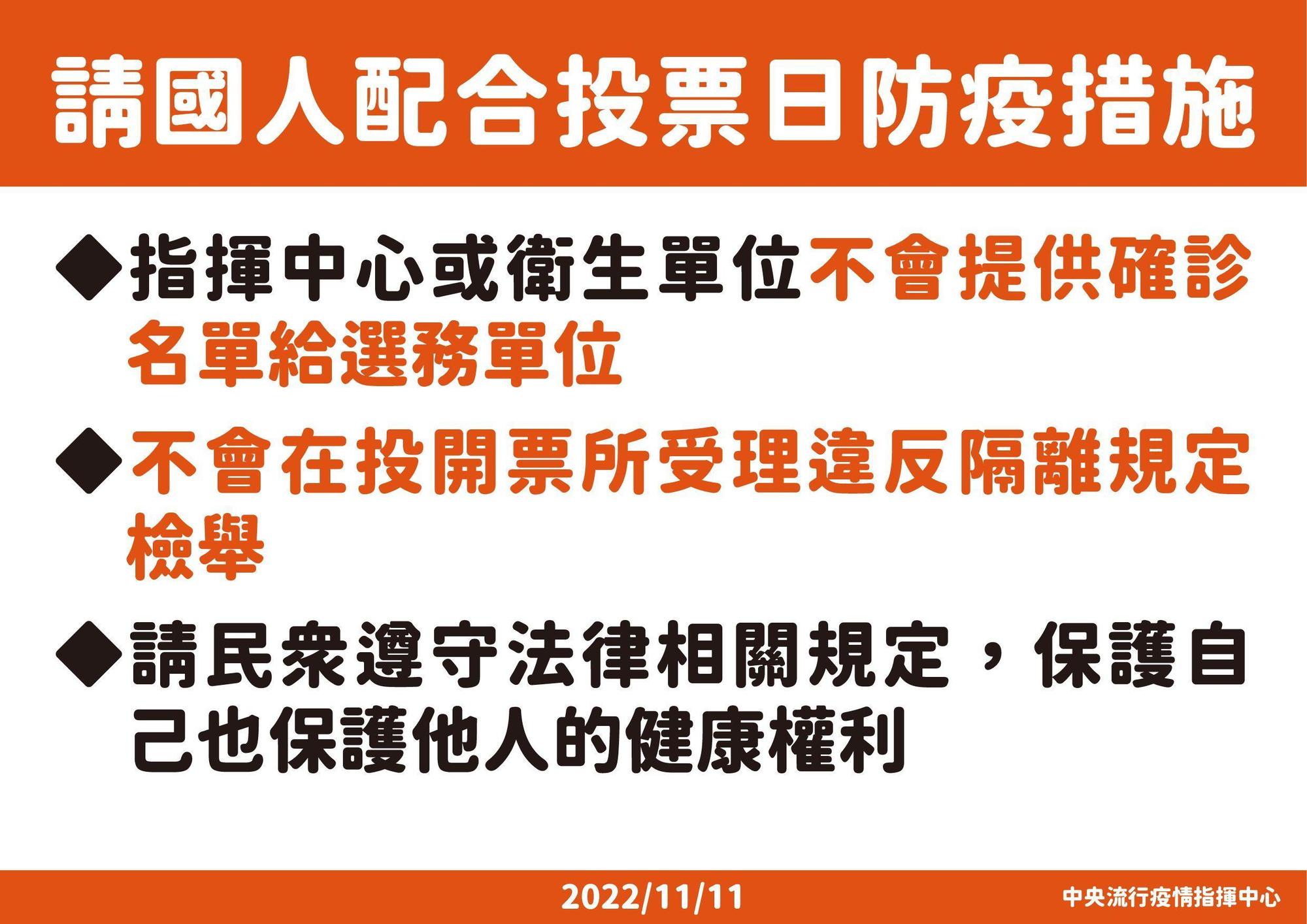 指揮中心說明投票日防疫措施。（指揮中心提供）