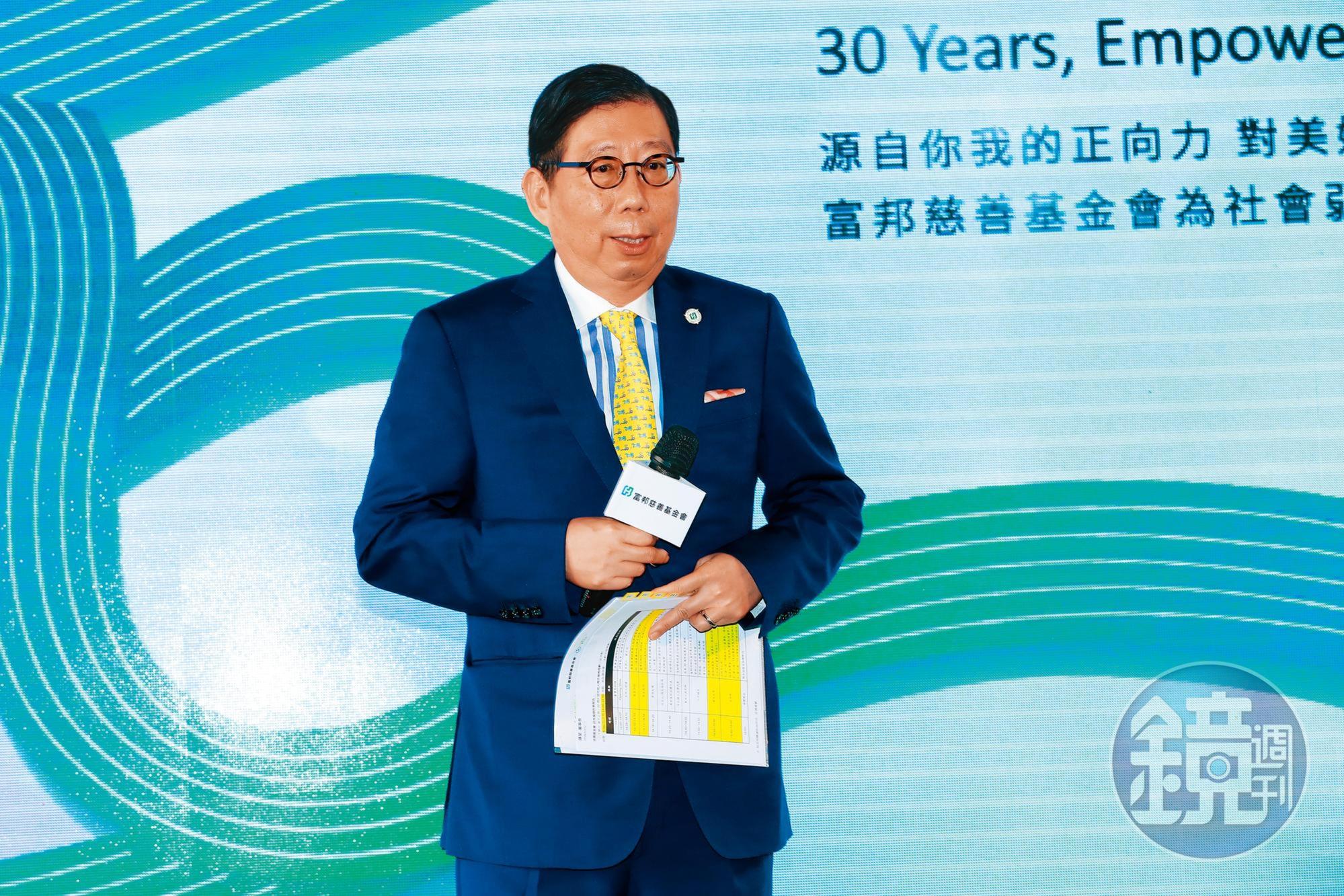 富邦金控旗下的富邦人壽正尋求買家吃下手中哈爾濱銀行持股，圖為富邦金董事長蔡明興。
