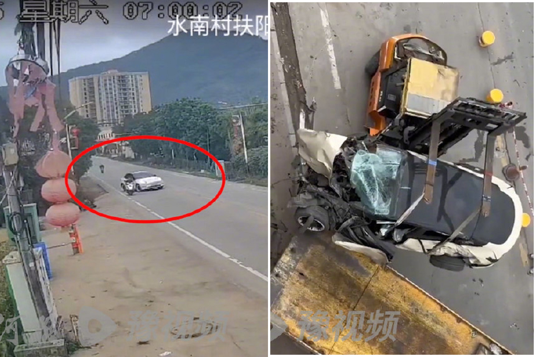 特斯拉「鬼駕駛」！時速突變198飆2公里致2死3傷，疑剎車失靈。（翻自微博）