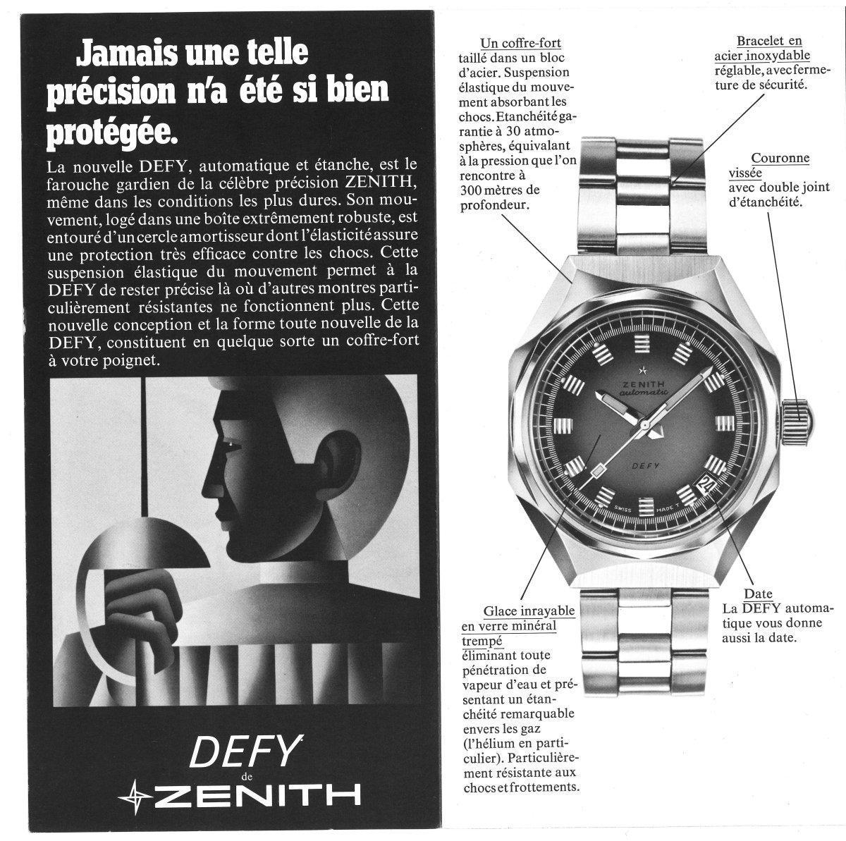 ZENITH於1969年至1970年之間,在報紙上刊登的Defy A3642的廣告。