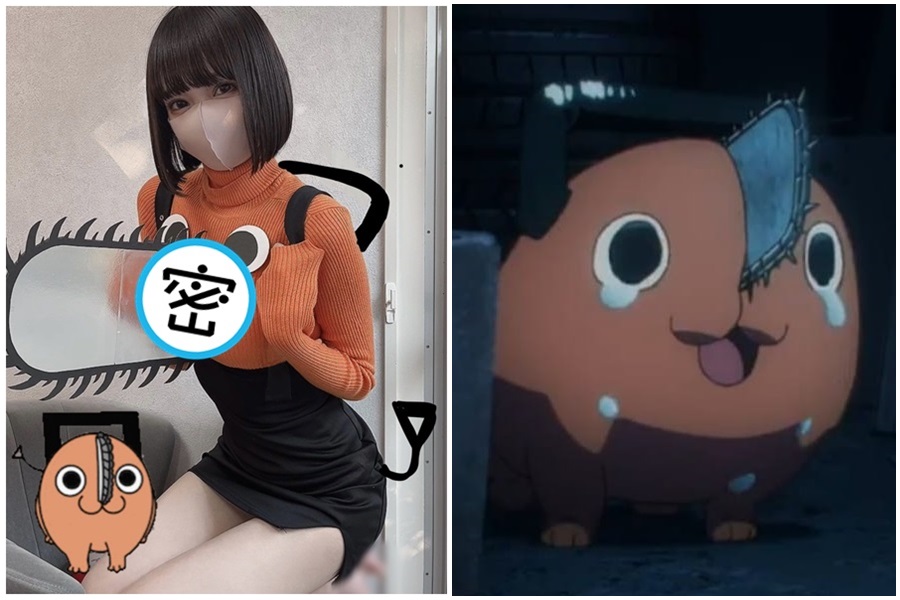 一名正妹cosplay日本動漫《鏈鋸人》中的惡魔「波奇塔」掀起關注。（翻攝自推特）