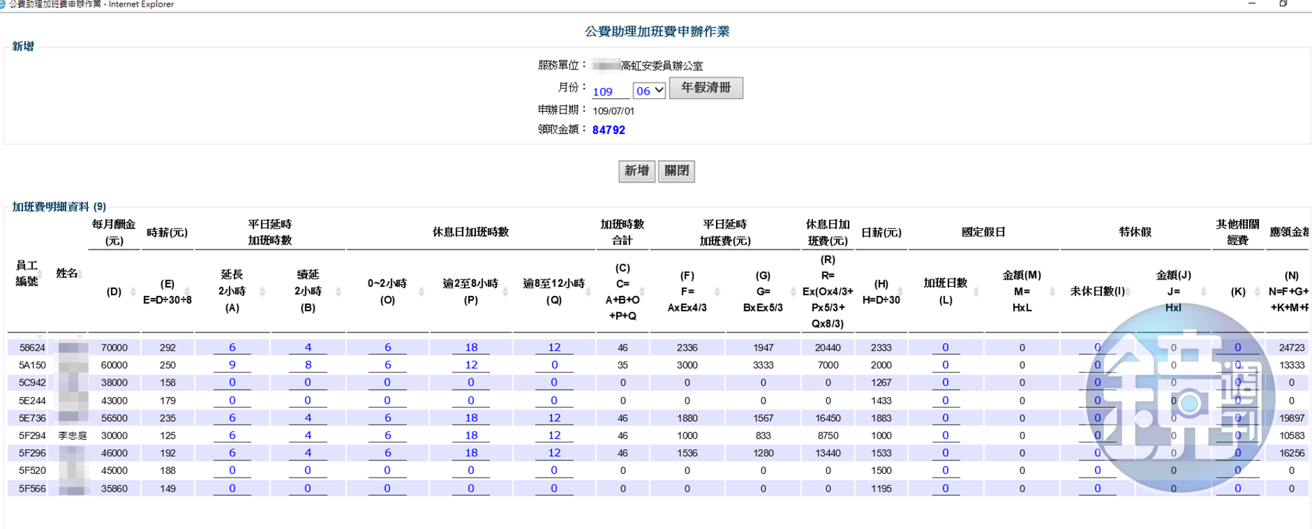 加班費請領名冊08(吹哨者提供)