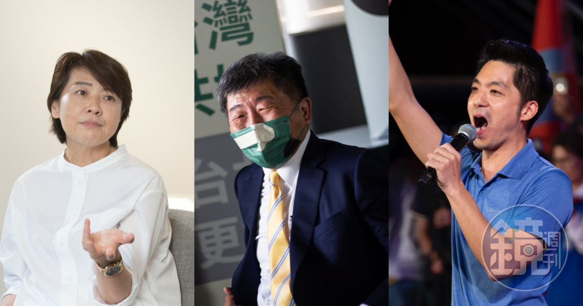 臉書粉專「今天有數嗎」分享台北市和藍綠白整體大數據分析,指出陳時中(中)聲量狠甩對手黃珊珊(左)、蔣萬安(右)。(本刊資料照)