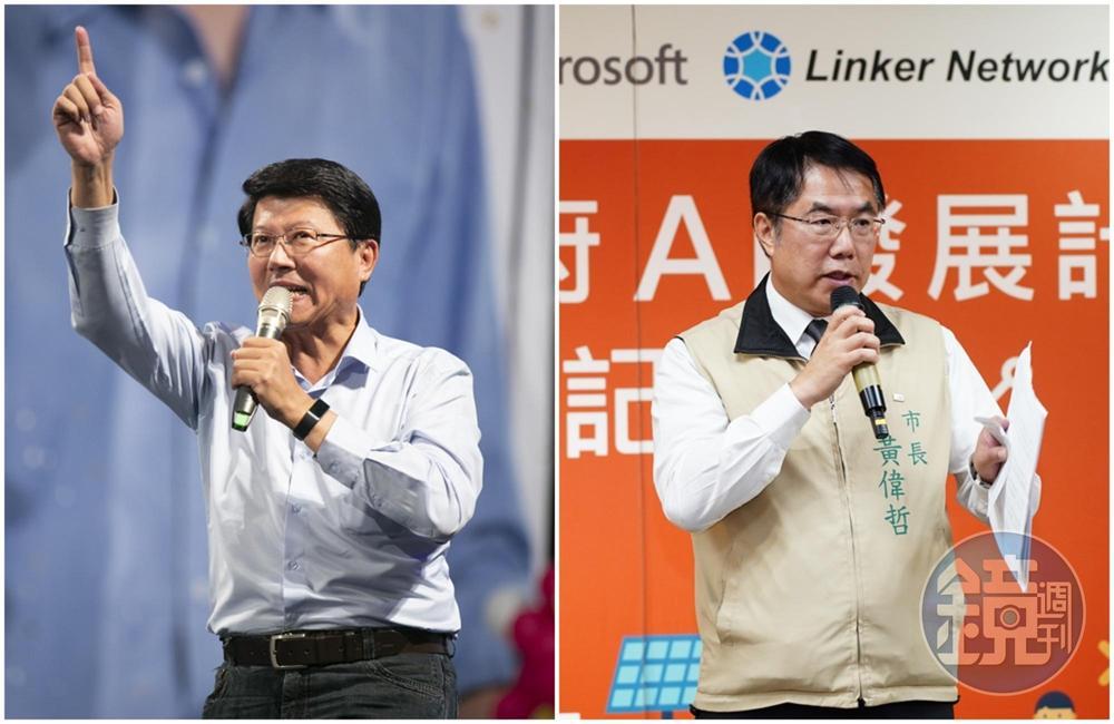 國民黨籍謝龍介(左)對決民進黨籍現任市長黃偉哲(右),謝龍介確信台南即將翻轉。(本刊資料照)