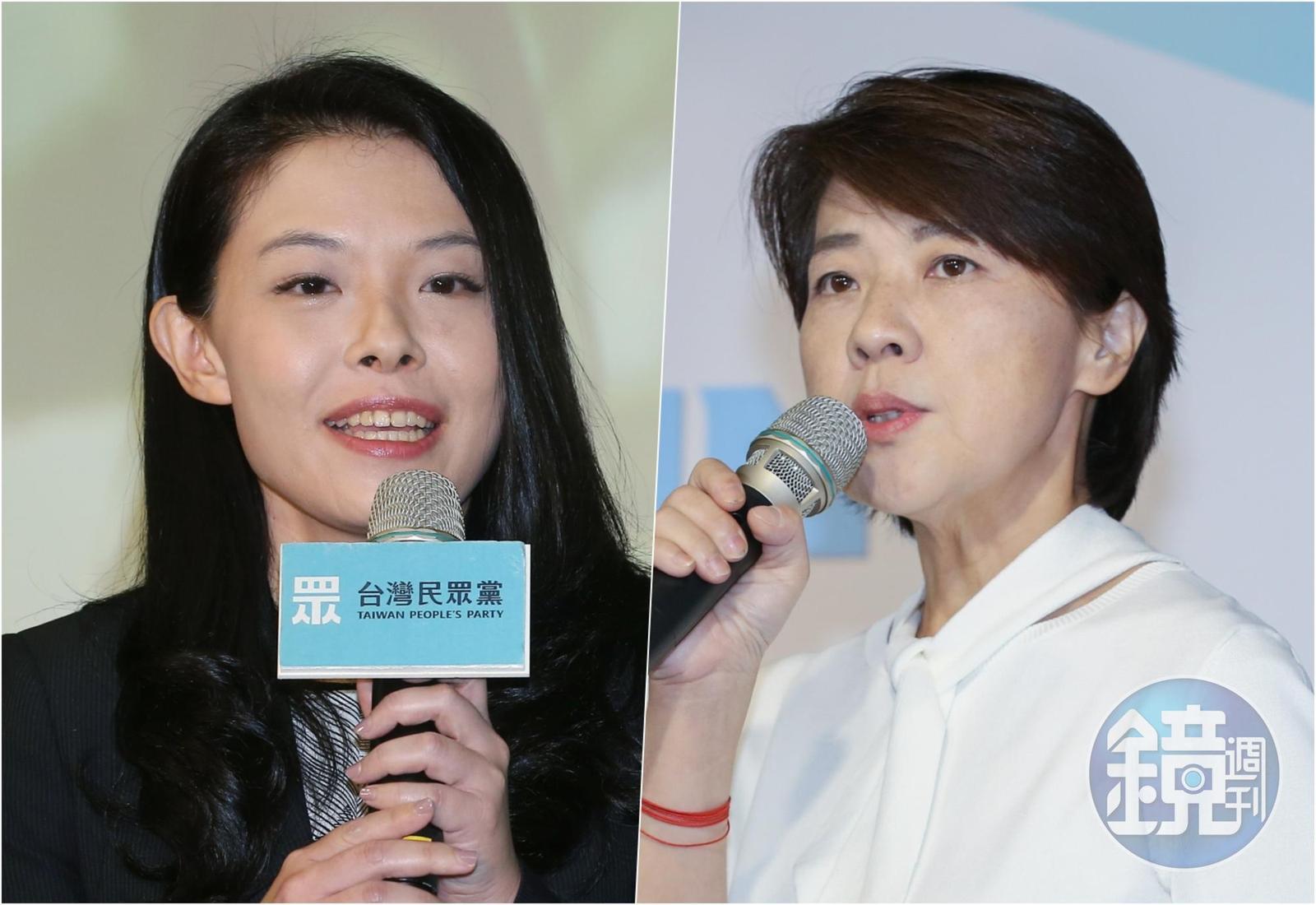 民眾黨立委高虹安(左)捲入助理費爭議,台北市長候選人黃珊珊(右)表示若有證據就送檢調處理。(本刊資料照)