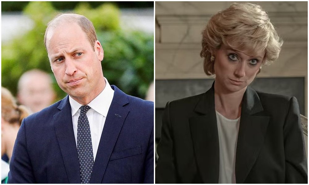 伊莉莎白戴比基（右圖）在《王冠》詮釋黛妃的世紀專訪，據悉威廉王子（左圖）很不滿。（翻攝Netflix、KensingtonRoyal推特）