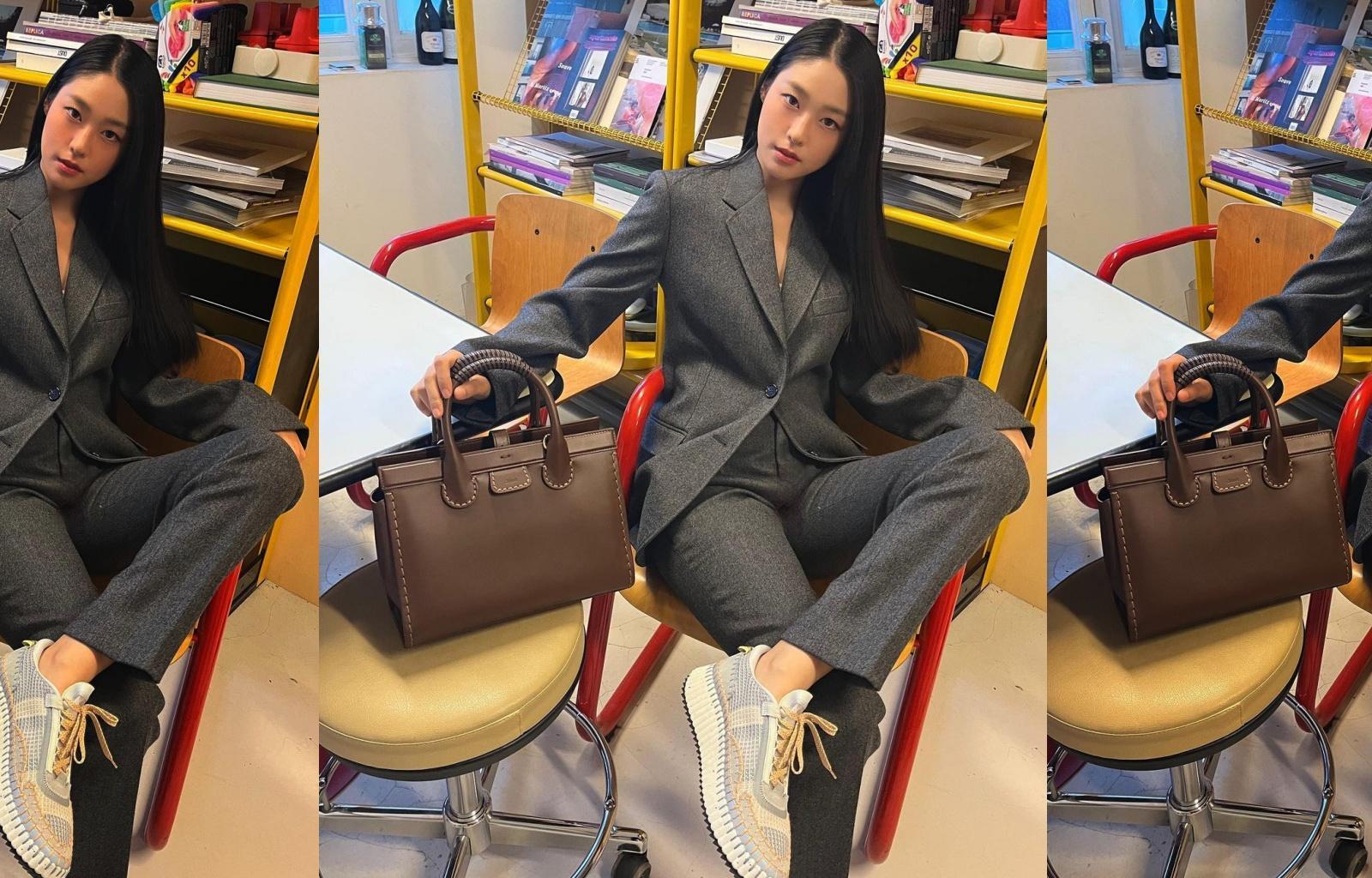 雪炫的Chloé Edith摩卡棕中型肩背手提兩用包。NT$80,300（翻攝自雪炫IG）