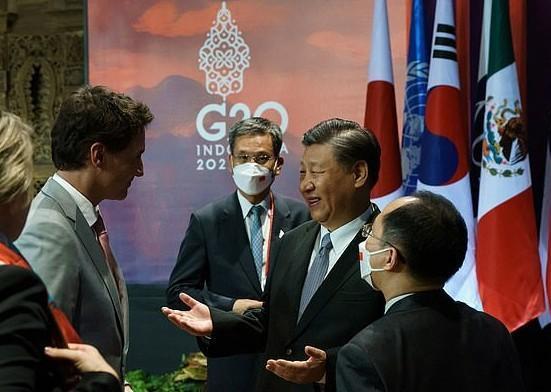 習近平笑裡藏刀？與加拿大總理私人對話被瘋傳，雙手一攤「不好說啊」。（翻自《每日郵報》）