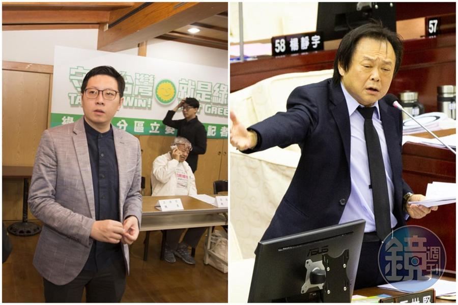 王世堅(右)與王浩宇因前者表態「票留黃珊珊」槓上。