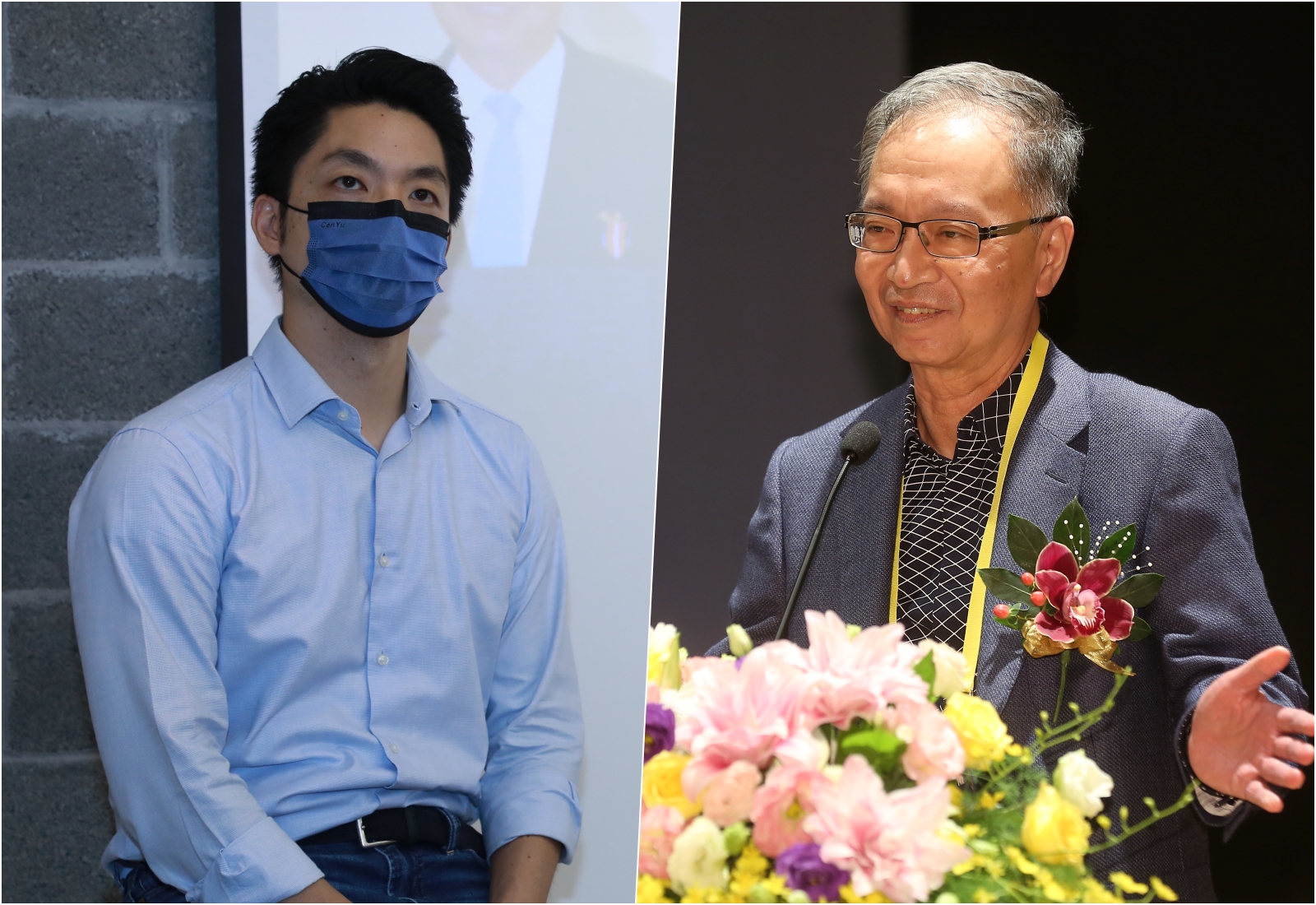 蔣萬安（左）批薛瑞元（右）是綠衛兵，薛則反稱說是綠油精比較好。（本刊資料照）