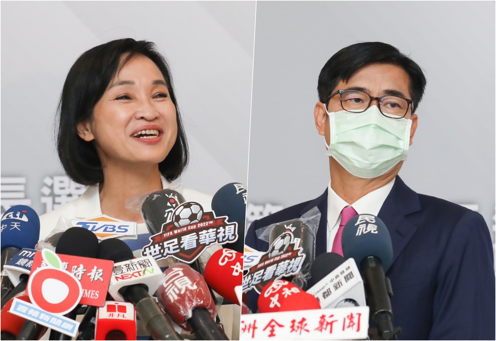 柯志恩（左）找來民進黨創黨元老站台，陳其邁（右）認為自己全力以赴後就交給市民決定。（本刊資料照）