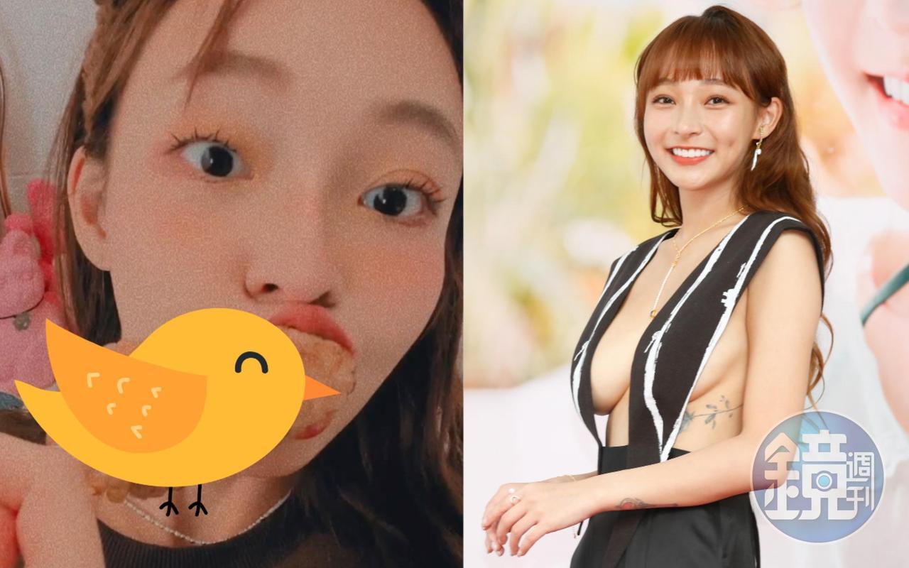 鄉民女神林襄口含的1大根到底是什麼？（右為本刊資料照、左圖翻攝自林襄IG）