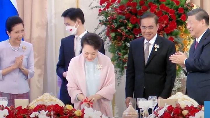 泰總理被習近平拒握手，下一秒給「娘娘驚喜」！幫彭麗媛過60大壽。（翻自推特）