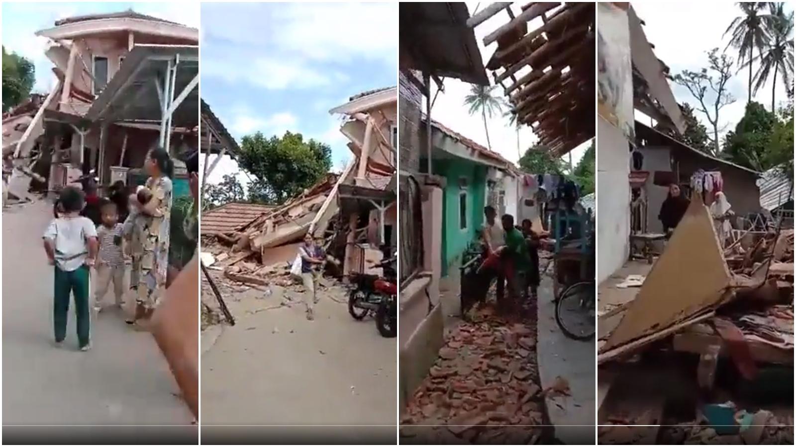 印尼西爪哇省21日發生規模5.6地震,至少162人死亡、數百人受傷。(翻攝自推特@realzaidzayn)