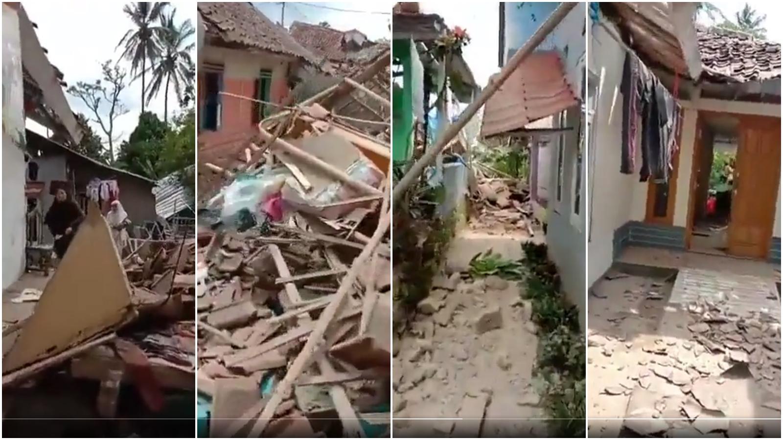 印尼西爪哇省21日發生規模5.6地震,釀至少162人死亡、數百人受傷。(翻攝自推特@SheikhAsifAnwa1)