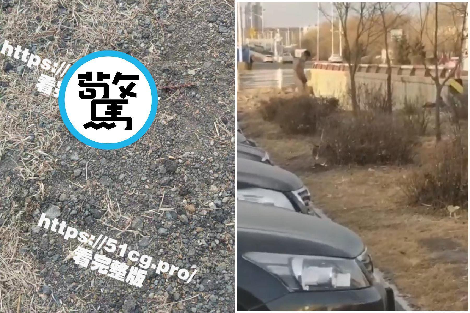 欲練神功必先自宮？裸男當街自砍生殖器，「血蛋」落地嚇壞鄉民。（翻自《51吃瓜網》）