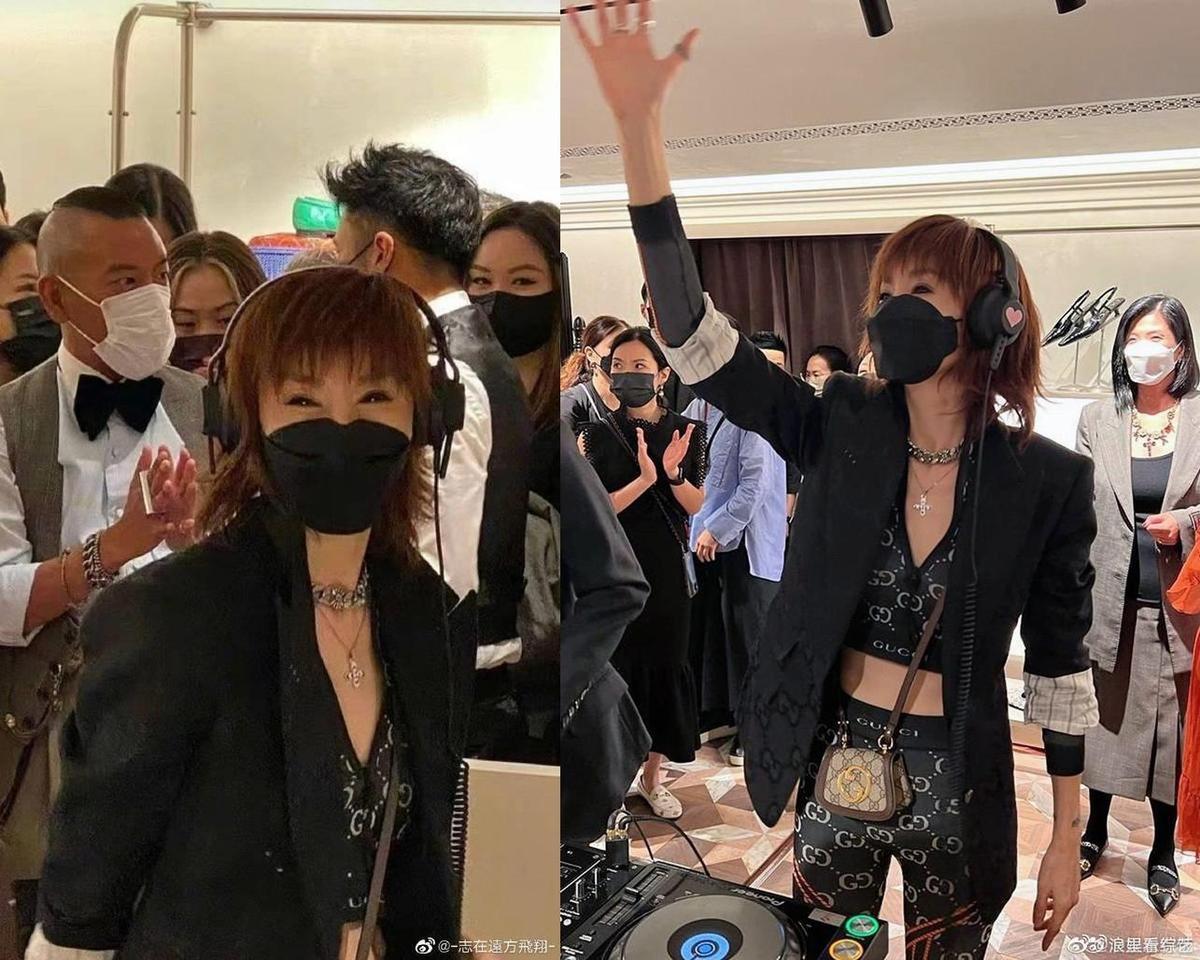 日前張曼玉還亮相時尚活動打碟，雖然很瘦，但精神絕佳。（微博圖片）