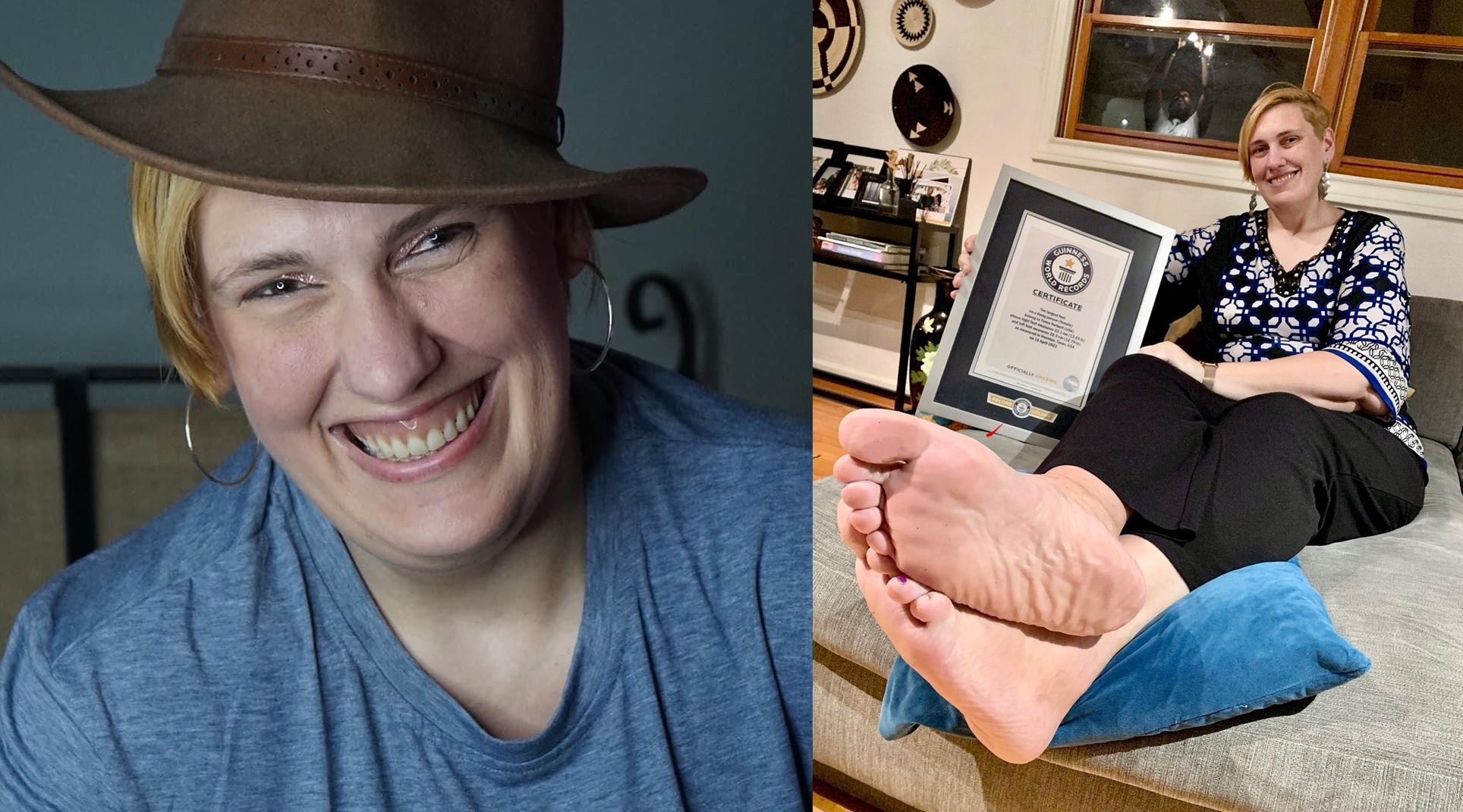 美國一名身高205公分的女子譚雅獲金氏世界紀錄認證擁有全世界女性最大的腳。（翻攝IG@tlherbert）