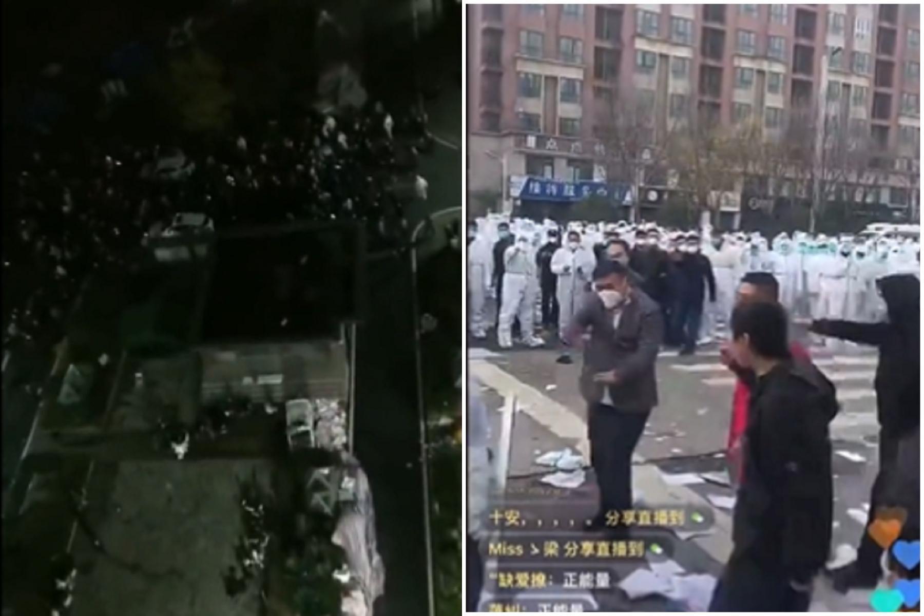 鄭州富士康爆大規模衝突!傳新員工不滿合約變卦,與警對峙現場失控。(翻自推特)